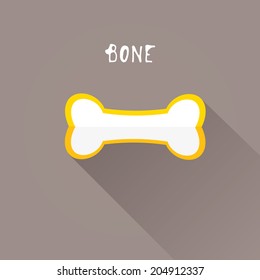 stylish flat design dog bone vector Icon with long shadow on stylish grey background. dog food sign. dog bone icon