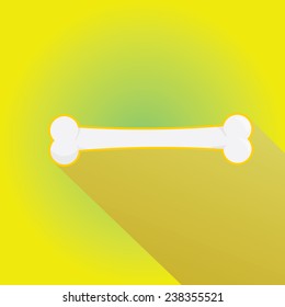 stylish flat design dog bone vector Icon with long shadow on stylish green background. dog food sign. dog bone icon