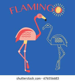 Stylish flat design flamingo Icon. Logo design for the company. Trendy icons and design elements.