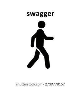 Stylish flat design illustration of a confident man striding forward with swagger, perfect for business, success, and leadership concepts in modern presentations and designs.