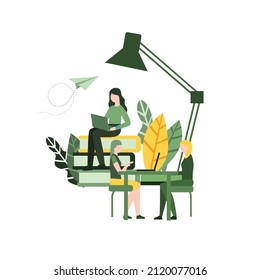 stylish flat design for posters, flyers, cards,web banners vector, thesis examination, online education. face to face discussion, online learning concept.