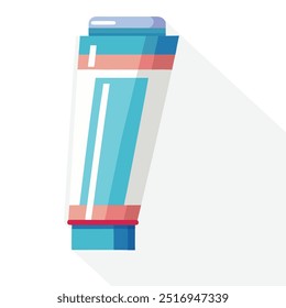 Stylish flat design toothpaste tube illustration. Turquoise and coral color scheme with clean lines. Modern hygiene icon perfect for dental care, bathroom decor, or health and beauty concepts. Fresh, 