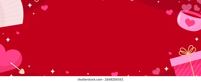 Stylish flat design Valentine's Day celebration background with clean modern aesthetics for contemporary love campaigns