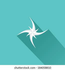 stylish flat design white Compass vector Icon with long shadow on stylish turquoise background. navigation and traveling sign. travel icon