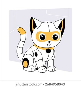 Eine stilvolle, flache Illustration von Roboterkatzen