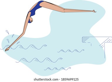 Stylish flat illustration women on a swimming pool . Vector illustration