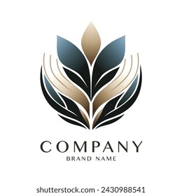 Stylish flat minimalistic logo design: modern graphic elements with abstract floral on white background for Spa and Massage Therapy in high quality vector