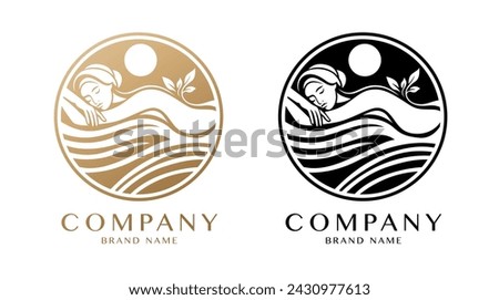 Stylish flat minimalistic logo design: modern graphic elements with abstract Massage Therapy symbol in black and white for Spa and Relaxation wellness in high quality vector