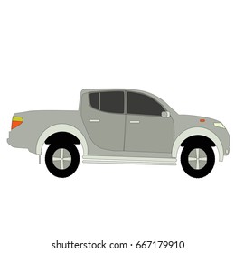 A stylish flat pickup car design. A modern business vector illustration isolated on a white background.