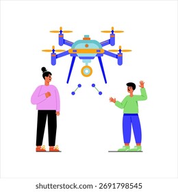 Ilustração de estilo plano elegante do controle de drone
