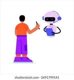 Elegante ilustración de estilo plano de chat de robot