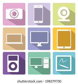 stylish flat vector icons for internet and mobile applications