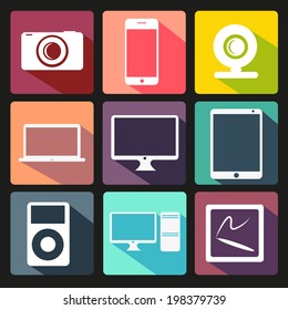 stylish flat vector icons for internet and mobile applications