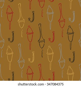 Stylish float and hook fishing vector pattern