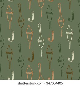 Stylish float and hook fishing vector pattern