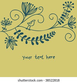 Elegante fondo floral con pájaro