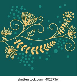 Elegante fondo floral con pájaro