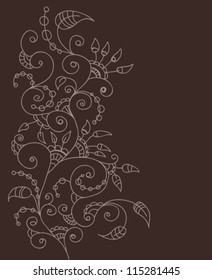 Stylish floral background, hand drawn flowers, illustration, vector