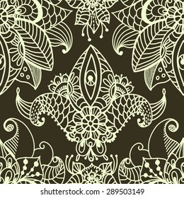 Stylish floral background, hand drawn colorful doodle floral element for design, seamless pattern, Vector