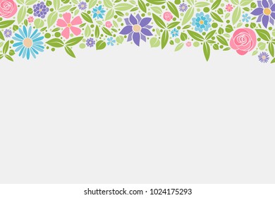 Stylish floral background. Layout of a postcard with hand drawn flowers. Vector.