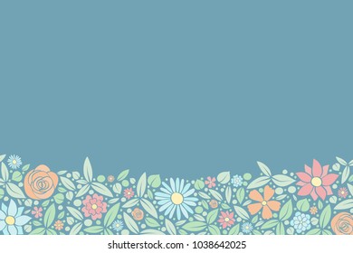 Stylish floral background. Layout of a postcard with hand drawn flowers. Vector.