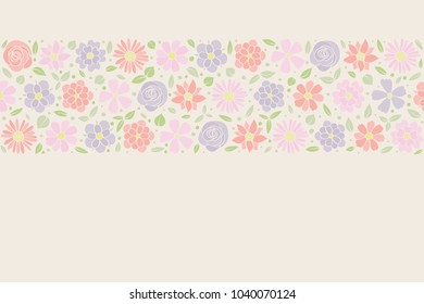 Stylish floral background. Layout of a postcard with hand drawn flowers. Vector.