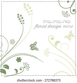 Stylish floral background in natural green colors.