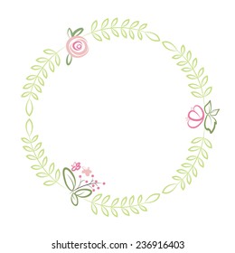 Stylish floral background. Nature vector frame with place for text. Set of flowered elements. Vector illustration.