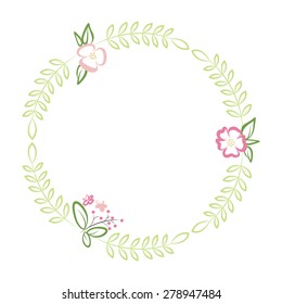 Stylish floral background. Nature vector frame with place for text. Set of flowered elements. Vector illustration.