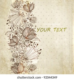 Stylish floral background, retro flowers