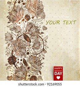 Stylish floral background, retro flowers