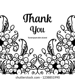 Stylish floral background with text thank you hand draw vector
