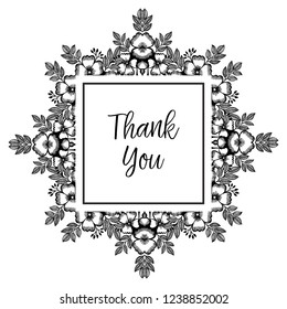 Stylish floral background with text thank you hand draw vector
