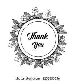 Stylish floral background with text thank you vector art