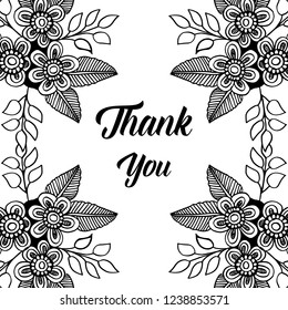 Stylish floral background with text thank you vector art