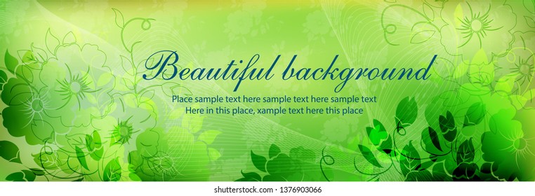 stylish floral background vector Wedding card invitation abstract Greeting card in grunge retro style Valentine Soft beautiful green color  styled ornament design invitation or announcement text place