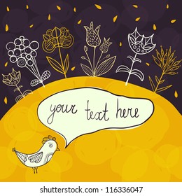 Stylish floral and bird background. Save the World