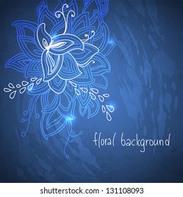 Stylish floral  blue vector background