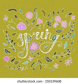 Stylish floral card in bright summer colors. Romantic card. Can be used for holidays, wedding and greeting cards.