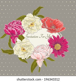 Stylish floral card with hand-drawn flowers, watercolor design