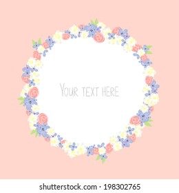 Stylish floral card in vector. Ideal for wedding invitation. Save the date card. Romantic wreath with place for your text