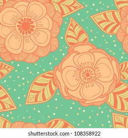 Stylish floral colorful romantic  pastel vector pattern