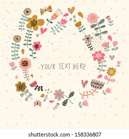 Stylish floral composition in pastel colors. Cute vector flowers in romantic style