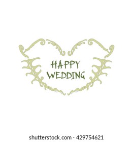 Stylish floral design elements with modern text (form heart) (Can be used as texture for cards, invitations, DIY projects, web sites or for any other design.)