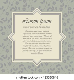 Stylish floral frame can be used as a greeting card, wedding invitation, baby shower.