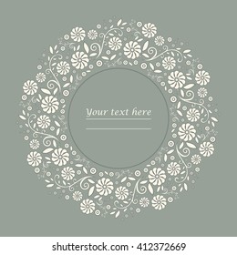 Stylish Floral Frame On Light Green Backround