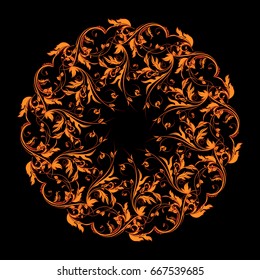 Stylish floral invitation card template etc. Luxury vector colorful, gold mandala on the dark background.