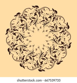 Stylish floral invitation card template etc. Luxury vector colorful mandala on the light yellow background.