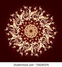 Stylish floral mandala, element for design. Luxury vector colorful mandala on the brown background. 