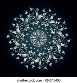 Stylish floral mandala, element for design. Luxury vector grey mandala on the dark blue background. 